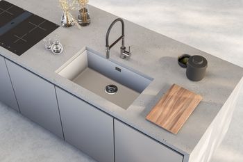 Мойка для кухни ALVEUS OMNI 40 GRANITAL CONCRETE-G81 750x450x198 с сифоном 1145083 — фото 4, Кухонные мойки