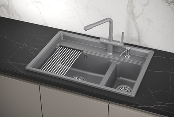 Granula-KS-7302, АЛЮМИНИУМ, кухонная мойка, кварц — фото 2, Кухонные мойки