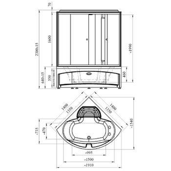 Душевой бокс Radomir Даниэла 140x140 1-04-6-0-0-0731 без гидромассажа — фото 3, Душевые боксы
