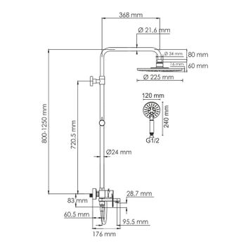 A185.067.058.WM Душевой комплект со смесителем — фото 11, Душевые стойки