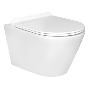 Унитаз подвесной безободковый AQUATEK АЛЬФА 520 x 370 x 330 мм, тонкое сиденье с механизмом плавного — фото 4, Подвесные унитазы