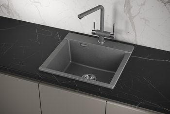 Granula-ES-5201, ГРАФИТ (ЧЁРНО-СЕРЫЙ), кухонная мойка, кварц, ESTETICA — фото 1, Кухонные мойки