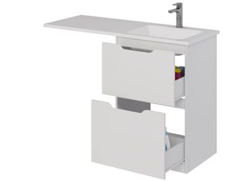 Тумба Bona, 60 см, напольная, 2 ящика, белый глянец — фото 14, Тумбы под раковину