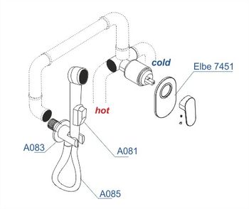A117451 Встраиваемый комплект для биде со шлангом 150 см — фото 7, Гигиенические души