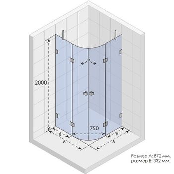 Душевой уголок Riho SZ Scandic NXT X309 87х87 G001107120 (GX04403C0) профиль Хром стекло прозрачное — фото 3, Душевые уголки четверть круга