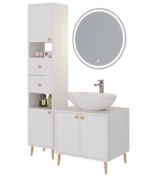 Тумба LUNO, 60см, напольная, 2дв., белый глянец, под ум. Триумф — фото 11, Тумбы под раковину