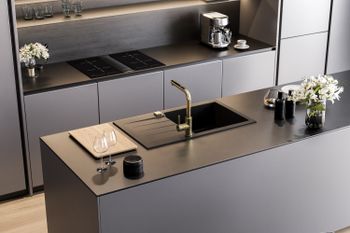 Мойка для кухни ALVEUS GRANITAL CADIT 40 CARBON - G91 860 X 500 1X в комплекте с сифоном 1132823, — фото 2, Кухонные мойки