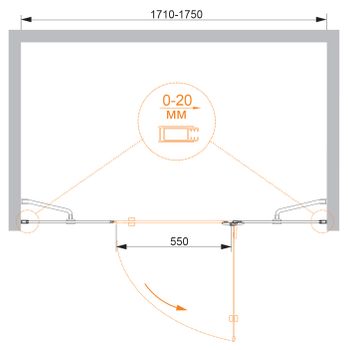 Душевая дверь CEZARES BERGAMO-W-B-13-90+60/30-C-Cr-R — фото 2, Душевые двери в нишу