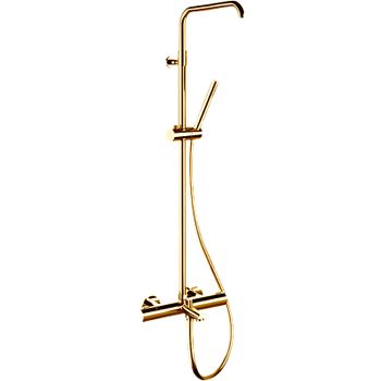 Душевая система Remer Elegance EQ34A7MMSSOFDO с термостатом без верхнего душа Золото глянцевое — фото 1, Душевые стойки