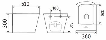 Биде CeramaLux 5370MDH подвесное Серое матовое — фото 3, Биде подвесные