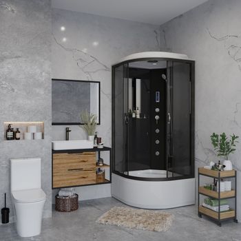 Душевая кабина Niagara Classic NG-6508-14F (90х90х215) высокий поддон(40см),черный,стекло тонированн — фото 3, Душевые кабины