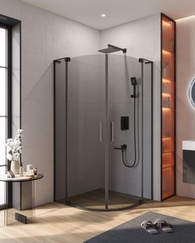 Душевой уголок CEZARES SLIDER-R-2-80/90-GRIGIO-NERO — фото 1, Душевые уголки