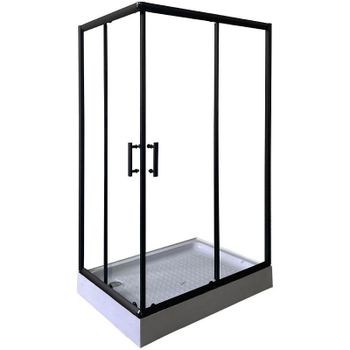 Душевой уголок Parly 120х80 ZQ121B профиль Черный стекло прозрачное — фото 1, Прямоугольные душевые уголки