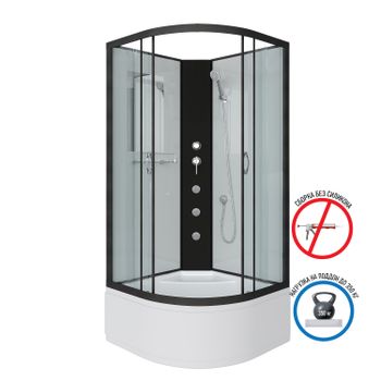 Душевая кабина Niagara Classic NG-6707-14BKG (80х80х200) высокий поддон(40см),черный,стекло прозрачн — фото 2, Душевые кабины