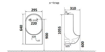 Писсуар CeramaLux Х541S подвесной Белый — фото 2, Писсуары