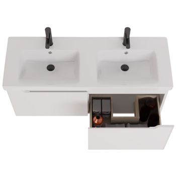 Тумба W, 125 см, подвесная, для умывальника "Гармония" 125 см или стеклянной столешницы W, 2 ящика,  — фото 16, Тумбы под раковину