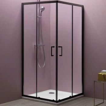 Душевой уголок Kolpa San Eco Quat TKK 90x90 515280 профиль Черный стекло прозрачное — фото 1, Квадратные душевые уголки