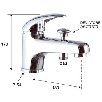 Смеситель на борт ванны Remer Ten T04 Хром — фото 2, Смесители на борт ванны