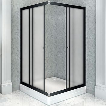 Душевой уголок Radomir Дрим 100x100 1-03-6-0-0-1191 профиль Черный стекло матовое — фото 1, Квадратные душевые уголки