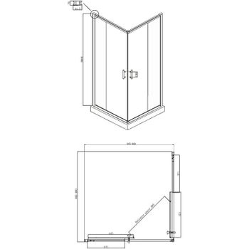 Душевой уголок Ambassador Kingston 90х90 14011102 профиль Хром стекло прозрачное — фото 4, Квадратные душевые уголки