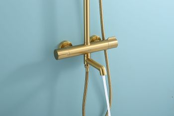 Душевая система Raglo R20.26.03 с термостатом Золото матовое — фото 3, Душевые стойки