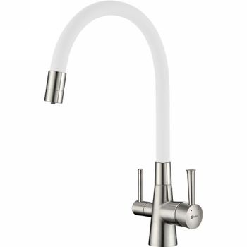 Смеситель для кухни Lemark Comfort LM3075BN-White Хром Белый — фото 1, Смесители для кухни