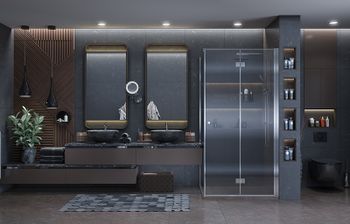 Душевой уголок Ambassador Diamond 90х90 12011105R профиль Хром стекло прозрачное — фото 6, Квадратные душевые уголки