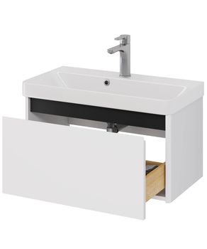 Тумба Luxury, 70 см, подвесная, 1 ящик, белый матовый — фото 9, Тумбы под раковину