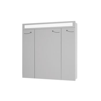 Шкаф зеркальный UNI, 80 см, 3 дверцы, 6 стеклянных полок, с подсветкой и выключателем, белый — фото 10, Зеркальные шкафы в ванную