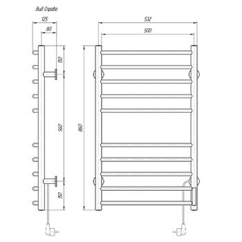 Электрический полотенцесушитель Domoterm Классик DMT 109-10 50x86 TBOX EK R Хром — фото 3, Электрические полотенцесушители