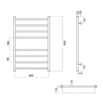 Водяной полотенцесушитель Domoterm Квадро П8 500x800 Золото — фото 2, Водяные полотенцесушители
