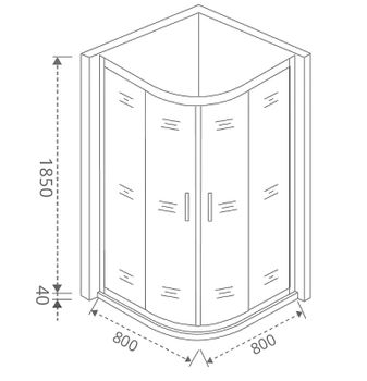 Душевой уголок Good Door Latte R-80-C-WE 80x80 профиль Белый стекло Grape — фото 2, Душевые уголки четверть круга