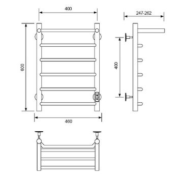 Электрический полотенцесушитель Comfysan Scola EC-6 60x40 016814 с полкой Черный матовый — фото 2, Электрические полотенцесушители