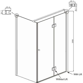Душевой уголок Ambassador Diamond 120х90 12011108R профиль Хром стекло прозрачное — фото 10, Прямоугольные душевые уголки