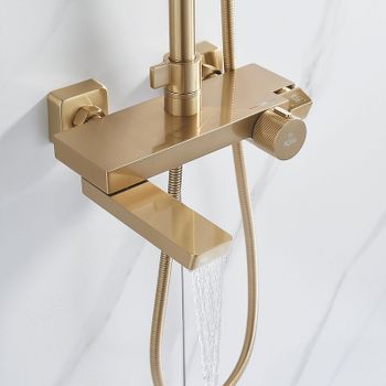 Душевая система Rose R18G R1896G с термостатом Золото матовое — фото 17, Душевые стойки