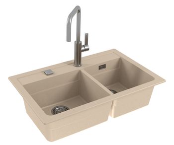 Мойка для кухни ALVEUS GRANITAL ATROX 50 TERRA - G22 в комплекте с сифоном 1132822, — фото 2, Кухонные мойки