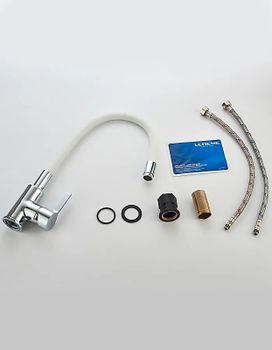 Смеситель для кухни Ledeme Rainbow 4898-3L Хром Белый — фото 9, Смесители для кухни