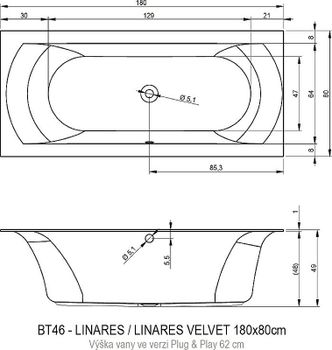 Акриловая ванна Riho Linares 180х80 L B142011005 (BD5600500000000) без гидромассажа — фото 2, Акриловые ванны