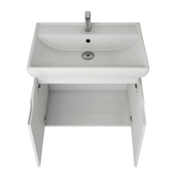 Тумба Q (D), 70 см, подвесная, 2 дверцы, белый глянец — фото 9, Тумбы под раковину