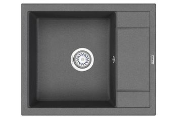Granula-6002, ГРАФИТ (ЧЁРНО-СЕРЫЙ), кухонная мойка, кварц — фото 1, Кухонные мойки