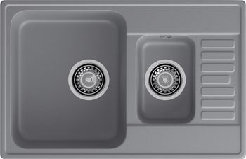 GRANFEST Мойка QUARZ 21К 1,5-чаши+крыло 740*480мм темно-серый арт.GF-Z- — фото 1, Кухонные мойки