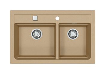 Мойка для кухни ALVEUS GRANITAL ATROX 50 BEIGE - G55 в комплекте с сифоном 1132822, — фото 2, Кухонные мойки