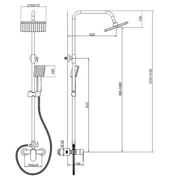 Душевая система Bond B01-8400 Хром — фото 3, Душевые стойки