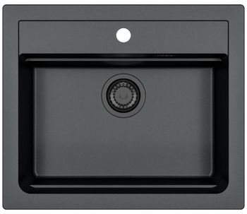 Мойка для кухни ALVEUS GRANITAL ATROX 30 CARBON - G91 590 X 500 1X в комплекте с сифоном 1148149 BLA — фото 1, Кухонные мойки
