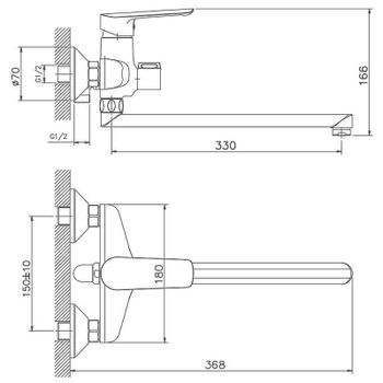 Смеситель для ванны Haiba HB22198 универсальный Хром — фото 2, Смеситель для ванны