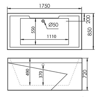 Акриловая ванна Gemy 175х85 G9065 K L с гидромассажем — фото 2, Акриловые ванны