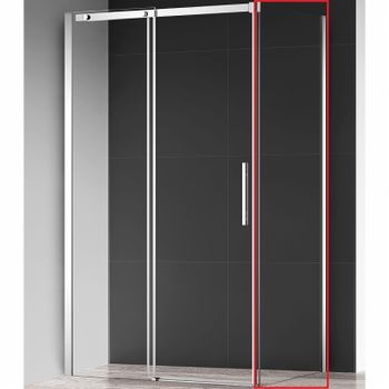 Душевая стенка AQUAme 80 AQM4804 профиль Хром стекло прозрачное — фото 1, Боковые стенки