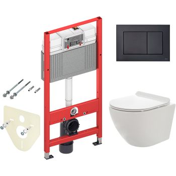 Комплект унитаза AQUAme AQM2002 с инсталляцией Tece Now 9400414 с сиденьем Микролифт и Черной матово — фото 1, Комплекты унитаз + инсталляция