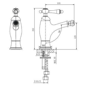 Смеситель для биде Caprigo Fonte 12-533-crm Хром — фото 2, Смесители для биде