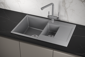 Granula-ES-7808, АЛЮМИНИУМ, кухонная мойка, кварц, ESTETICA — фото 1, Кухонные мойки